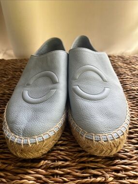 VIA SPIGA Women's Baby Blue Leather Espadrille Slip-Ons